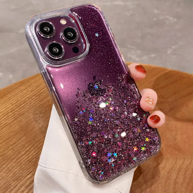 Hülle für iPhone 14 13 Pro Max 12 11 XR XS 8 7 Glitzer Silikon Handy Case Cover