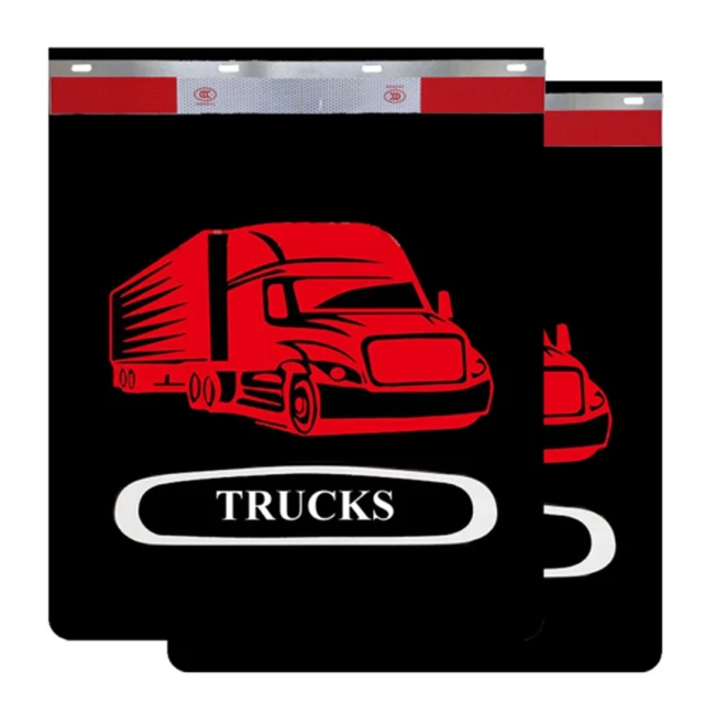 24"x30"Mud Flaps &24"x3" Reflector Strips for Semi-truck Trailer Black 2 sets