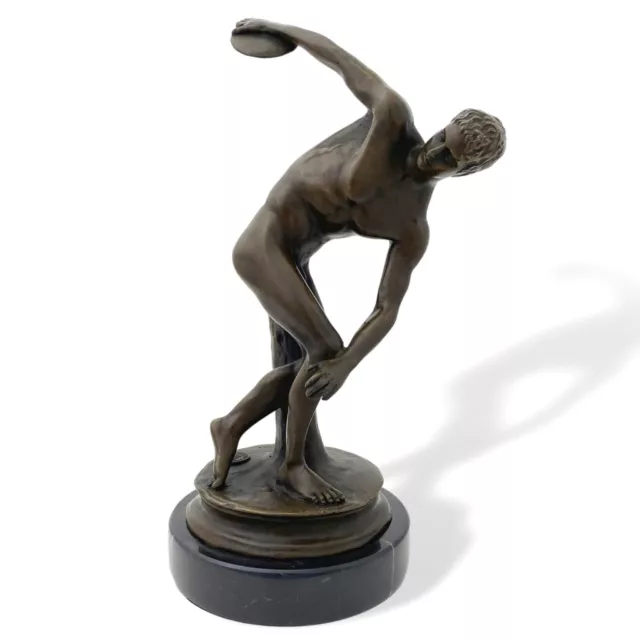 Figura de bronce discobol según Myron sport estilo antiguo réplica copia