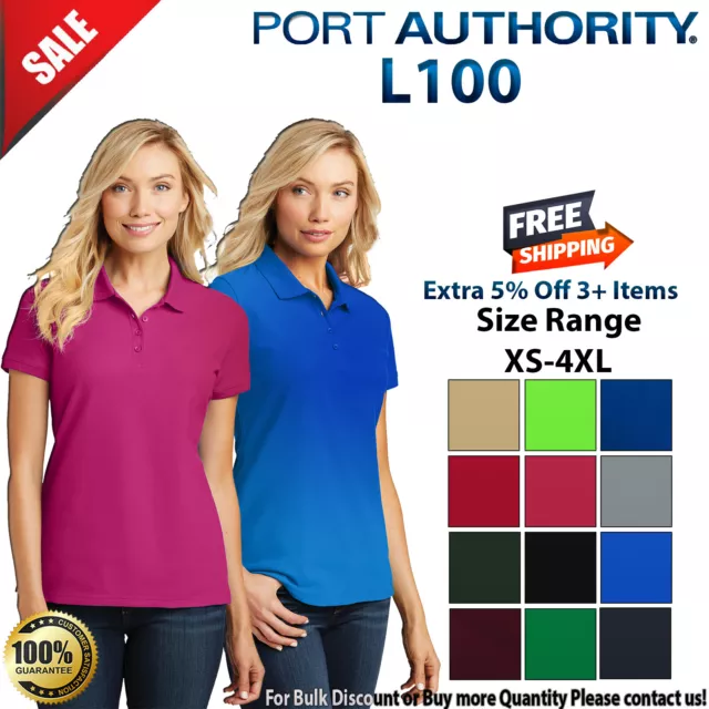 Port Authority L100 Womens Short Sleeve Core Classic Pique Polo Shirt