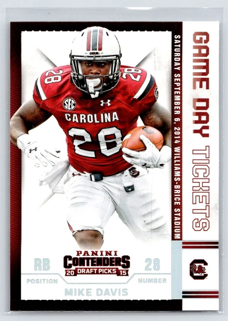 2015 Panini Contenders Game Day Tickets #33 Mike Davis South Carolina Gamecocks