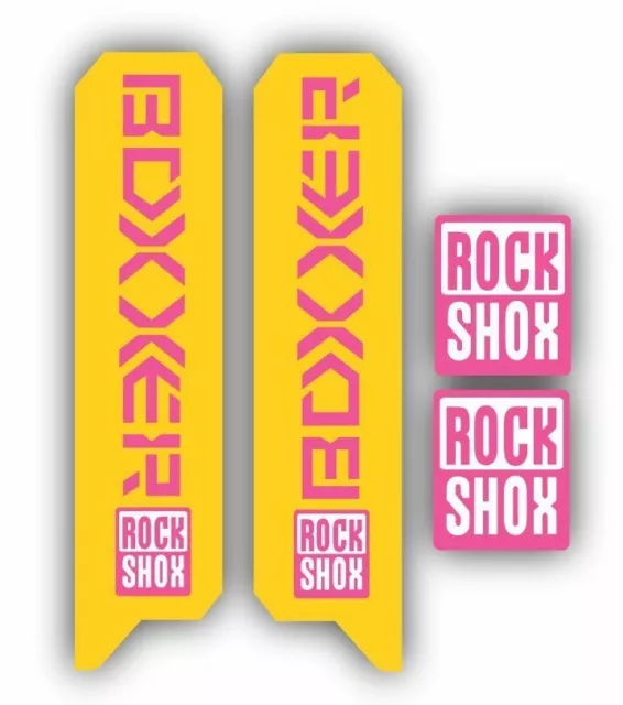 Rock Shox Boxxer Mountain Bike Cycling Decal Kit Sticker Adhesive Yellow Pink