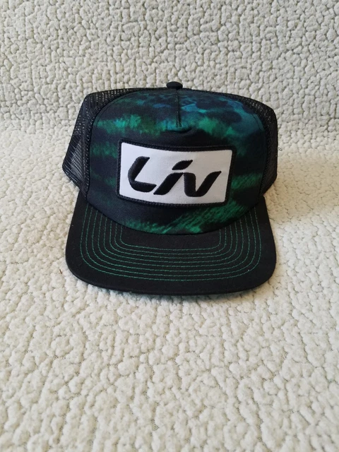LIV Mesh Snapback Flat Bill Hat - Black, Blue Green - Trucker Hat