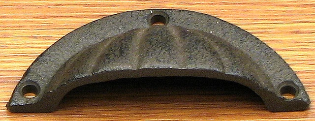 SET OF 6 Cast Iron Seashell Cup Shaped 4" Cabinet Drawer Handles Pulls