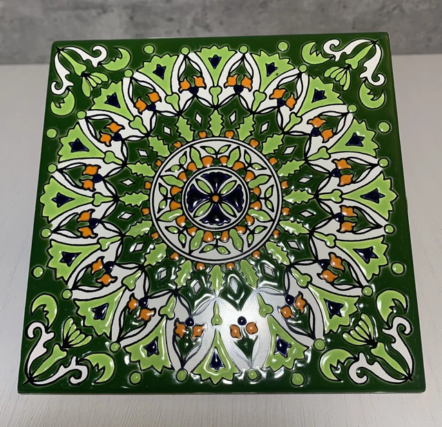Hand Crafted Multicolor Mandala Persian Style 6 x 6" Ceramic Art Tile