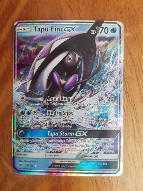 Pokemon Card Tapu Fini GX 39/147 Burning Shadows Ultra Rare