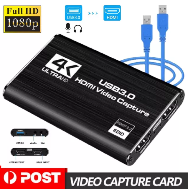 USB 3.0 HDMI Video Capture Card Game Video Record 60fps 1080p 4K Live Streaming