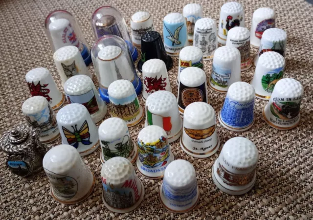 Thimble Bundle Fine Bone China Mixed Job Lot Collectable 33 Thimbles Places