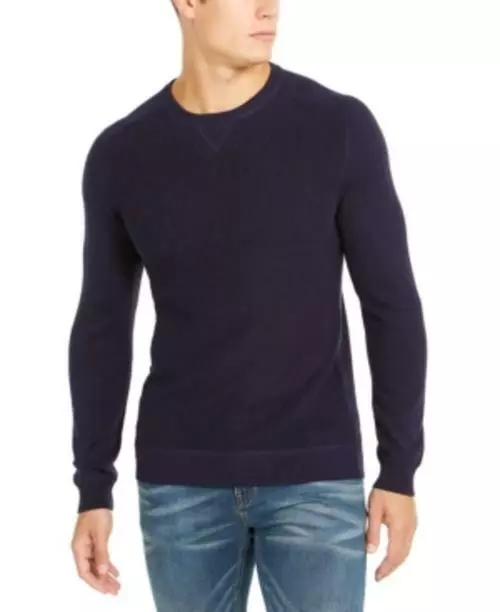 MSRP $65 Club Room Men's Pima Cotton Crew Neck Sweater Navy Size Small