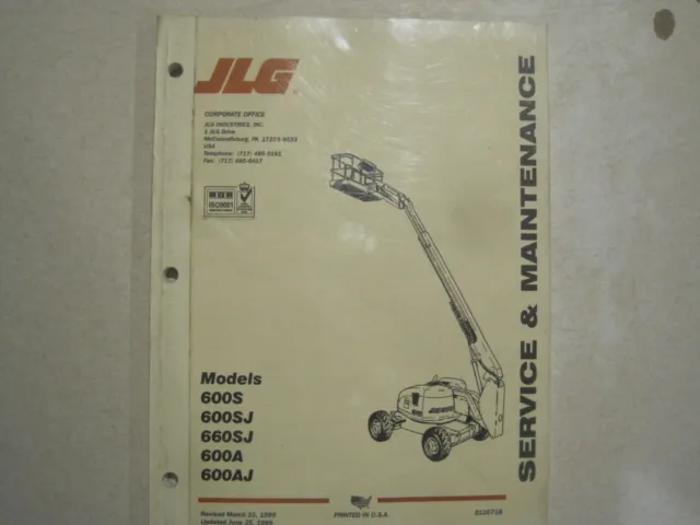 Jlg 600S 660-Sj 600A Aj Boom Lift Service & Maintenance Repair Manual *Nice*