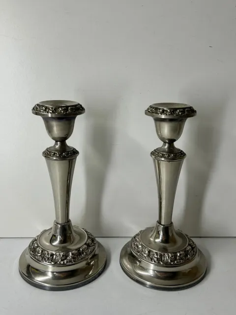 Matching Pair of Vintage/Retro EPNS Silver Plate Ornate Base Candle Sticks