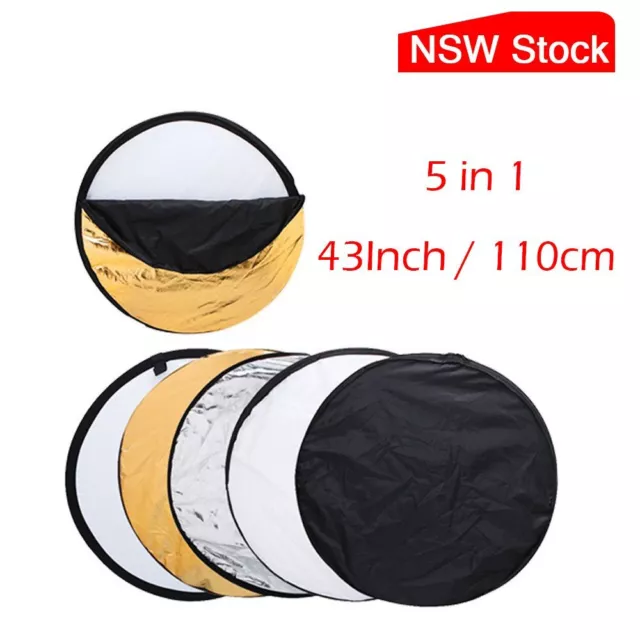 43" 5 in1 Studio Camera Flash Photography Light Collapsible Reflector