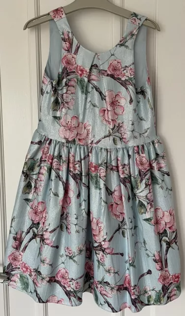 NEW Next Girls Blue Party Formal Floral Dress Age 10 Years BNWT