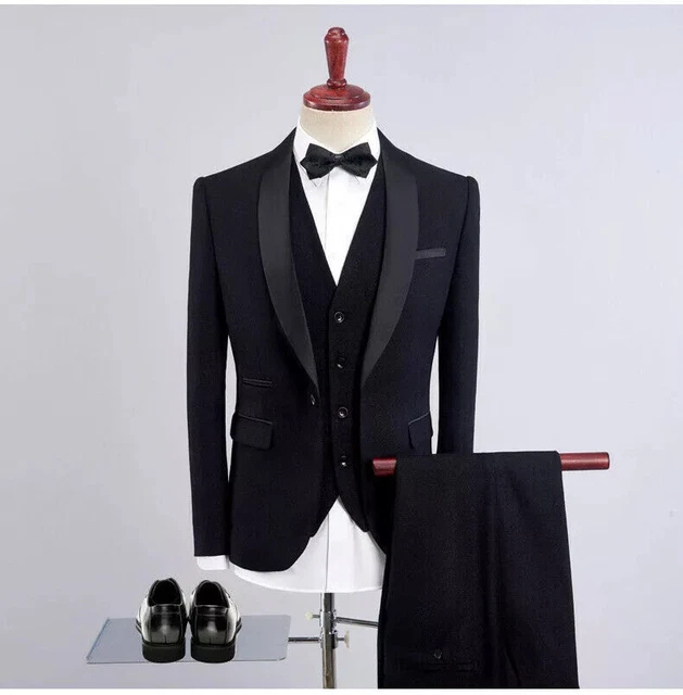 Costume 3 pièces Noir Homme Noir - Prêt-à-Porter