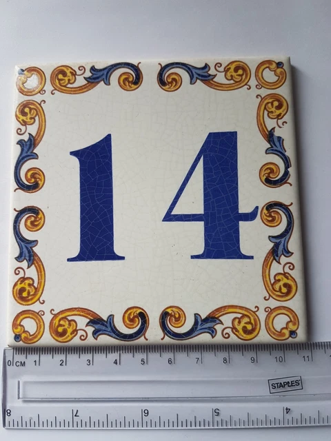 Vintage Ceramic Tiles House Number 14
