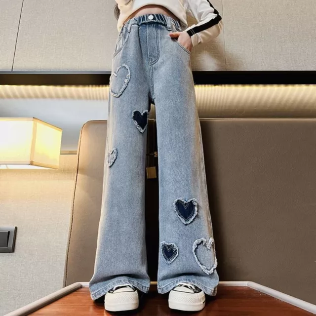 Loose Denim Jeans Soft Heart Pattern Loose Pants  Spring and Autumn