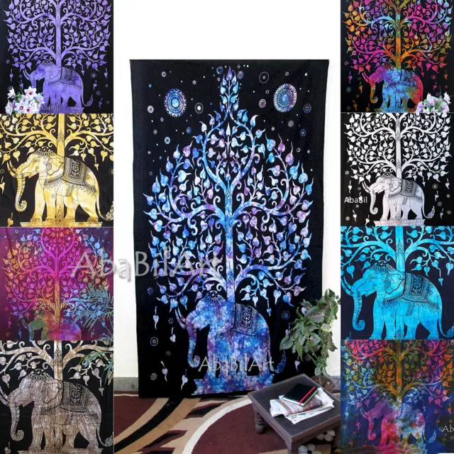 Hippie Twin Tree Elephant Tapestry Indian Wall Hanging Bedspread Dorm Boho Throw