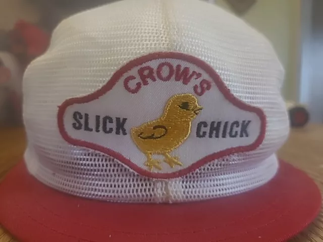 Vintage Crows Slick Chick K Brand Short Brim Plush Ball Snapback Hat USA Poultry