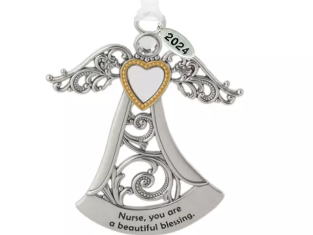 Metal Angel Christmas Ornament 2024 for Nurse, Mom, Grandma, Daughter, Friend or