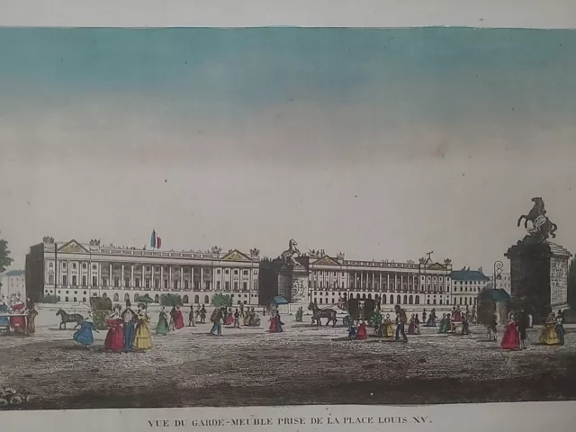 Garde Meuble Place Louis XV PARIS / XVIIIème GRAVURE VUE D'OPTIQUE