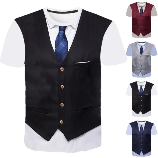 T-Shirt Cravatta Divertente Top Grafica Completo Tuxedo Estate T 3XL