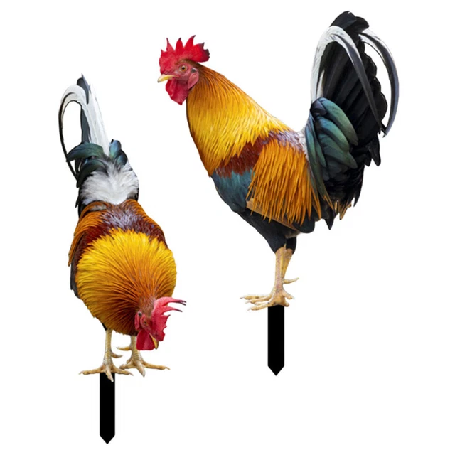 2pcs Rooster Ornamente Garden Garten Dekoration Yard Chick Stake Party Supplies