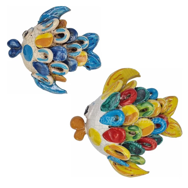 Pesce Palla Con Applique Ceramica Caltagirone  Vari Tipi