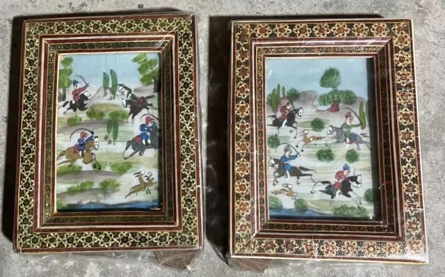 Two 19th Century Hand Painted Ottoman Calligraphy Miniature Ottoman era