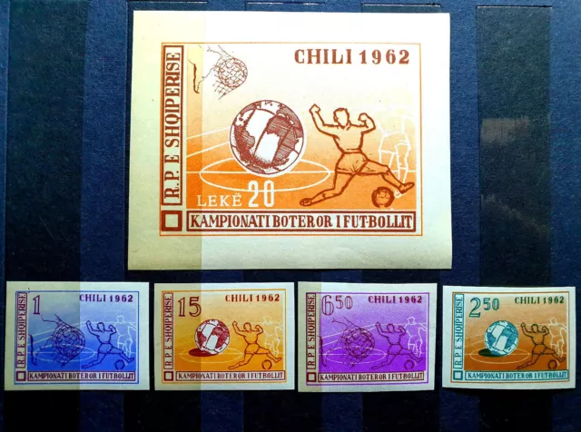 Albania 1962 imperf - Chili Olympic Soccer - MNH - Full Issue - Scott $80.00+