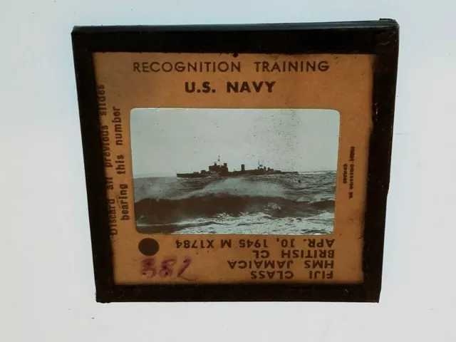 0788 PHOTO GLASS SLIDE PLANE/SHIP Military FIJI CLASS HMS JAMAICA BRITISH CL