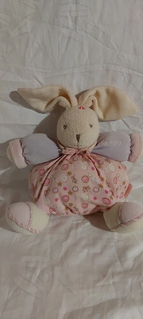 doudou boule lapin rose mauve rond fleur  kaloo état neuf