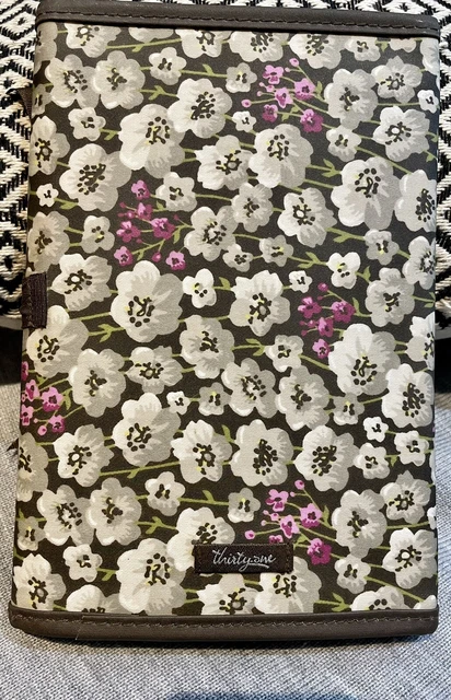 Thirty One 31 Fold-And-Go Personal Organizer Brown Floral Canvas Approx. 9"X6"