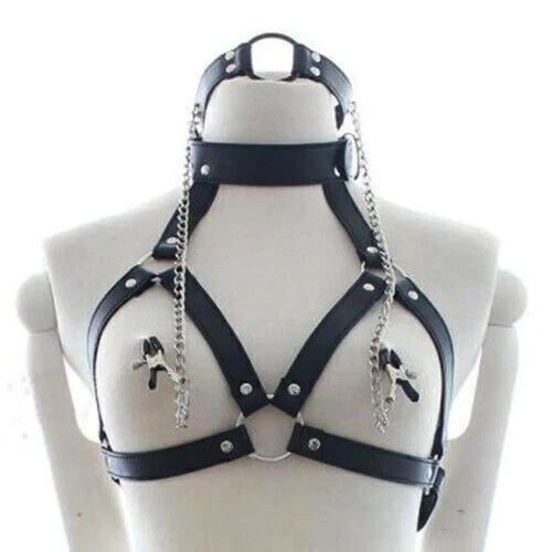 ORAL FIXATION STUFFED BONDAGE O RING CHAIN NIPPLE CLAMPS GAG FETISH 
