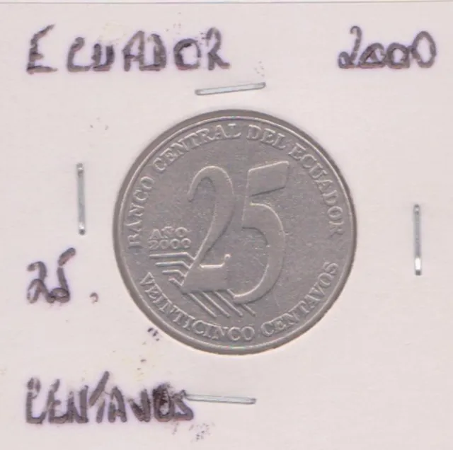 (H203-53) 2000 Ecuador 25 Centavos Coin (BC)