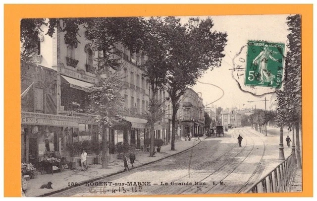 NOGENT-sur-MARNE (94) Commerce DROGUERIE-VITRERIE & CAFE-RESTAURANT animé en1913