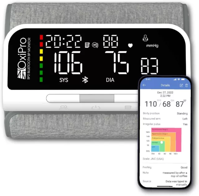 OxiPro BP2 Smart Blood Pressure Monitor with App - NHS Supplied - Arm BP Machine