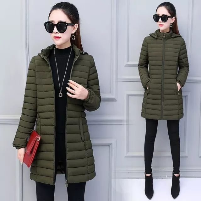 Donna Piumino Cappotto Giacca Imbottito con Cappuccio Trapunta Leggero Parka