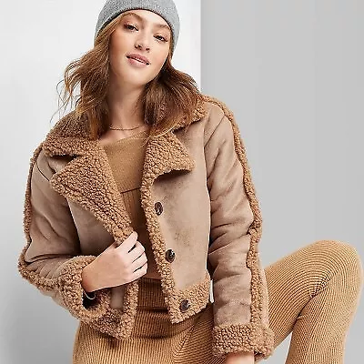 Women's Faux Shearling Jacket - Wild Fable Brown XS