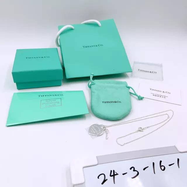 Tiffany & Co.Return to Tiffany Heart Key Pendant Necklace Silver 925 Pouch Set