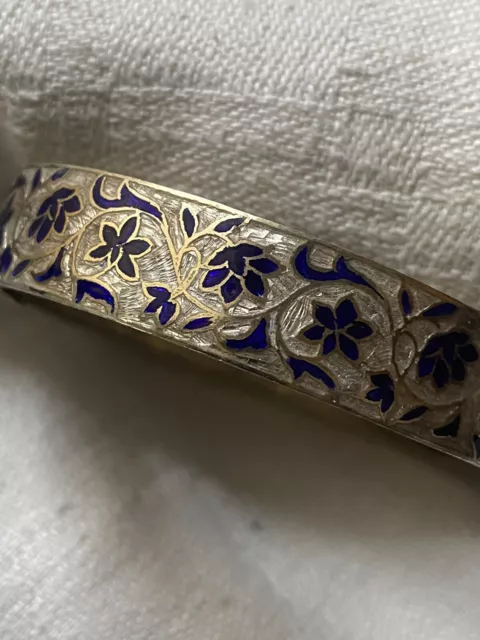 Magnifique ancien bracelet vermeil émaillé cloisonné argent