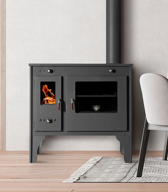 Poêle à Bois Chaudière Cuisinière Prity FGW20 - 26 KW - Four - Noir - Neuf