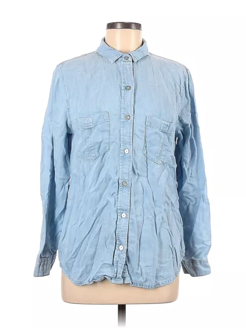 BANANA REPUBLIC FACTORY Store Women Blue Long Sleeve Button-Down Shirt ...