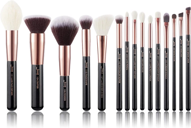 15Pz Oro Rosa/Nero Pennelli per Trucco Professionale Set per Trucco Kit Di Penne