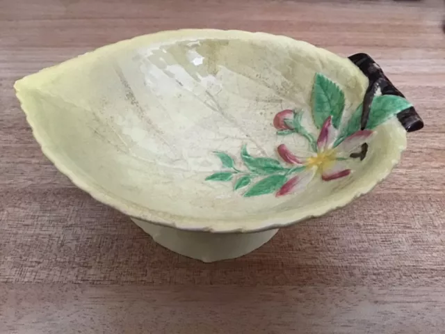 Vintage Carlton Ware Yellow Apple Blossom Hand Painted Pedestal Dish