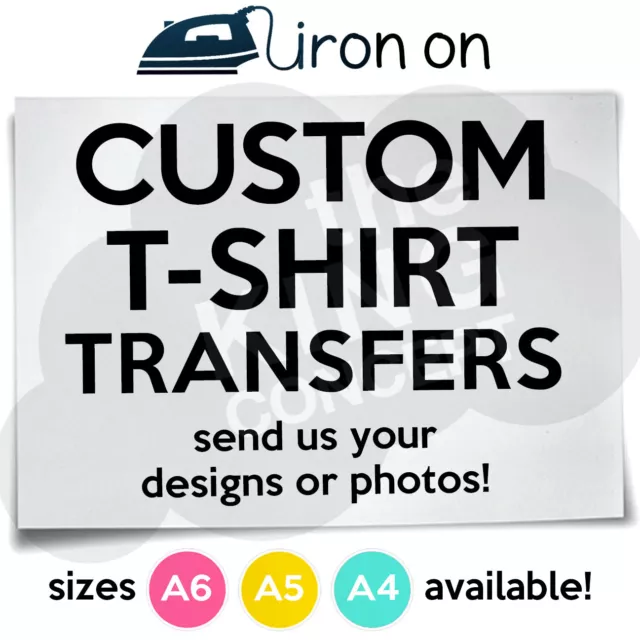 Custom Iron On T-Shirt Transfers A6 A5 A4 Your Image Logo Photos Design Hen Stag