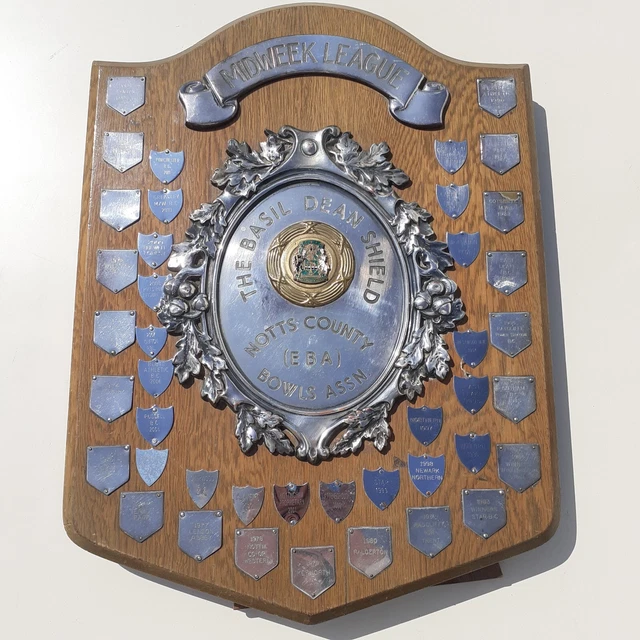 VINTAGE ANTIQUE Wooden Shield Award Trophy 1969