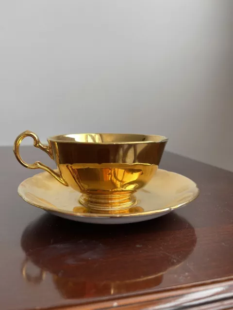 Vintage Royal Winton Grimwades all gold china cup and saucer Made in England