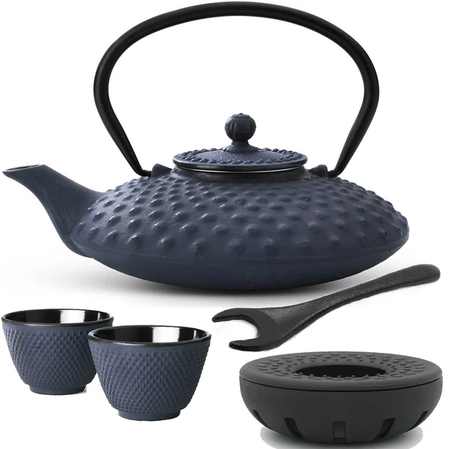 Bredemeijer Teekanne blau Asia Set Gusseisen 0.8 L & Teewärmer & 2 Teebecher