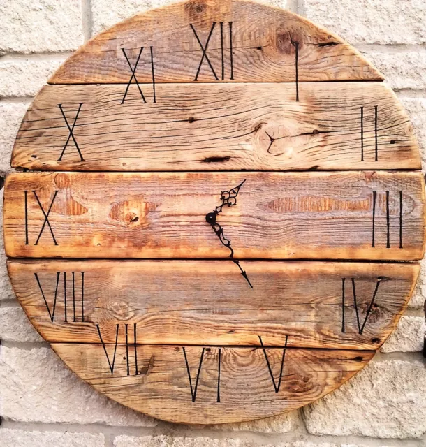 Huge 70cm Round Board Handmade Rustic Wood Vintage Wall Clock Christmas Gift