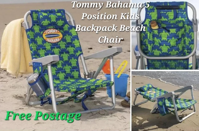 Tommy Bahama Backpack Beach Chair 5 Position Classic Lay Flat Insulated  Cooler Towel Bar-Storage Pouch 2022 New Model Tropical Sunset, 1 Pack  Red/White/Blue 